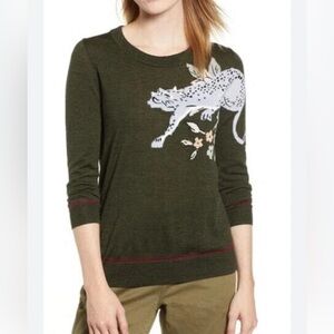 J.CREW $98 Tippi Intarsia Cheetah 100% Merino Wool Sweater Top